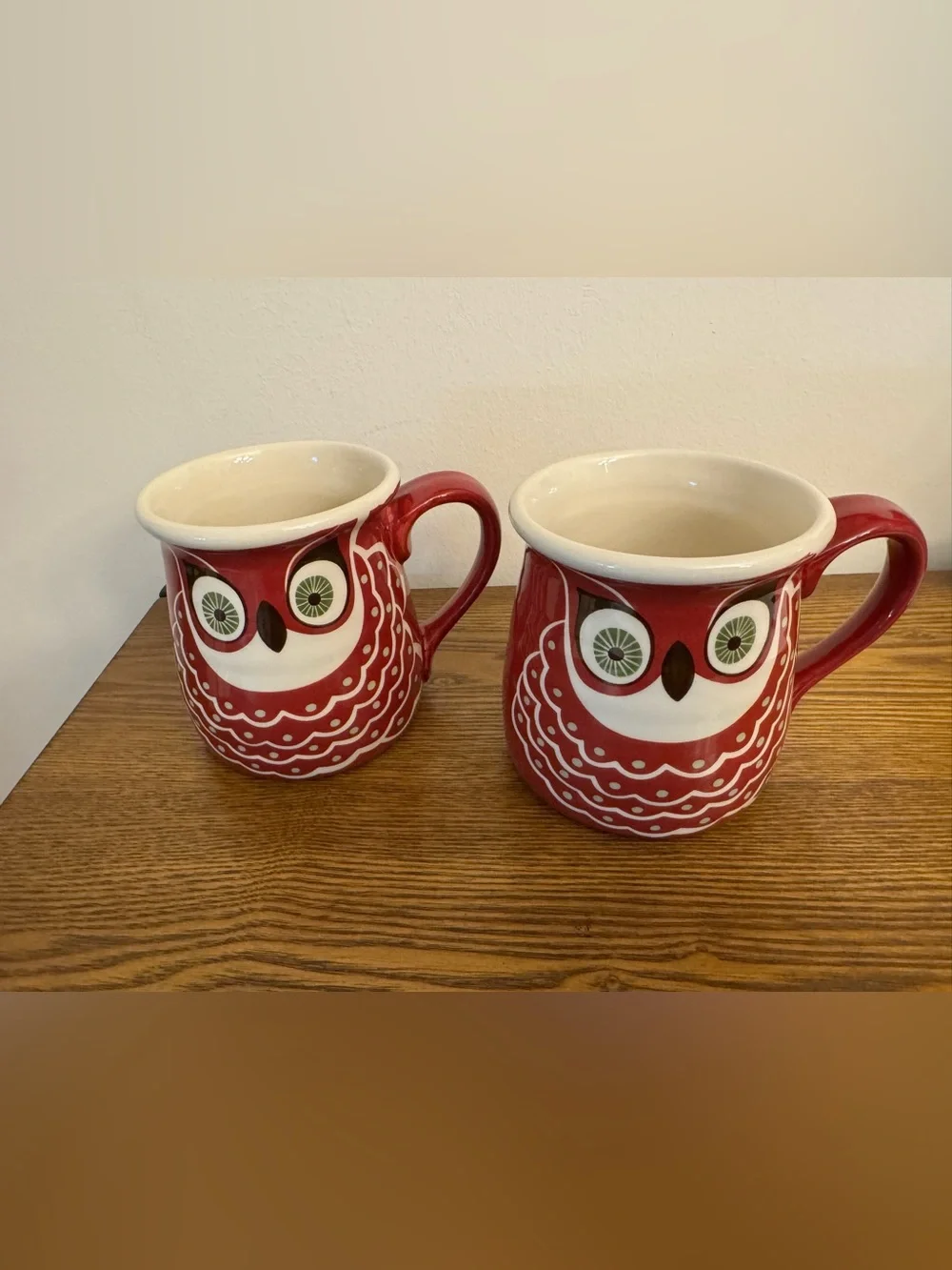 Katie Brown Red Owl Ceramic Coffee Mugs - Set of 2